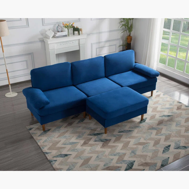 Navy Blue Modular Sectional Sofa with Velvet (102.4 inches)