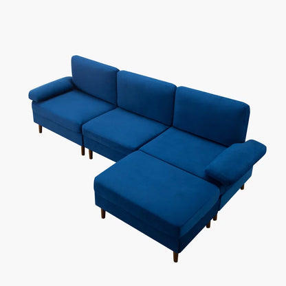 Navy Blue Modular Sectional Sofa with Velvet (102.4 inches)