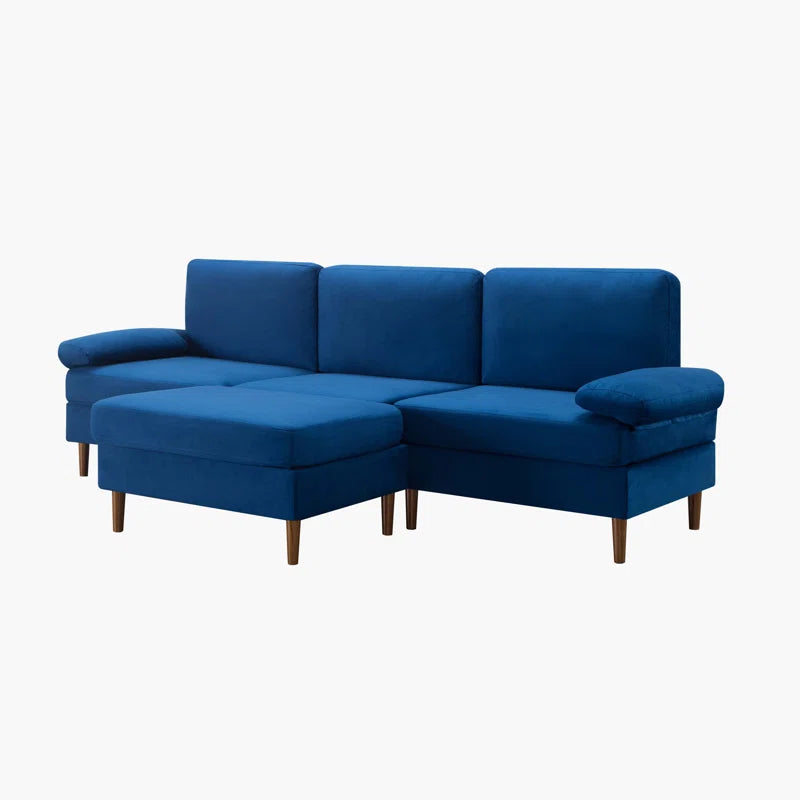 Navy Blue Modular Sectional Sofa with Velvet (102.4 inches)