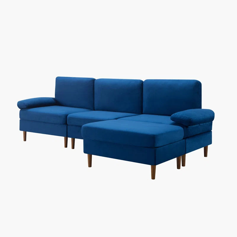 Navy Blue Modular Sectional Sofa with Velvet (102.4 inches)