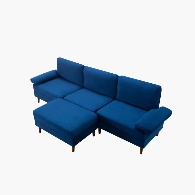 Navy Blue Modular Sectional Sofa with Velvet (102.4 inches)