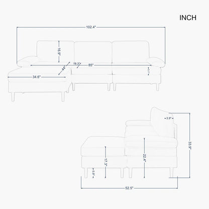 Navy Blue Modular Sectional Sofa with Velvet (102.4 inches)