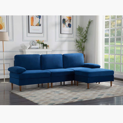 Navy Blue Modular Sectional Sofa with Velvet (102.4 inches)