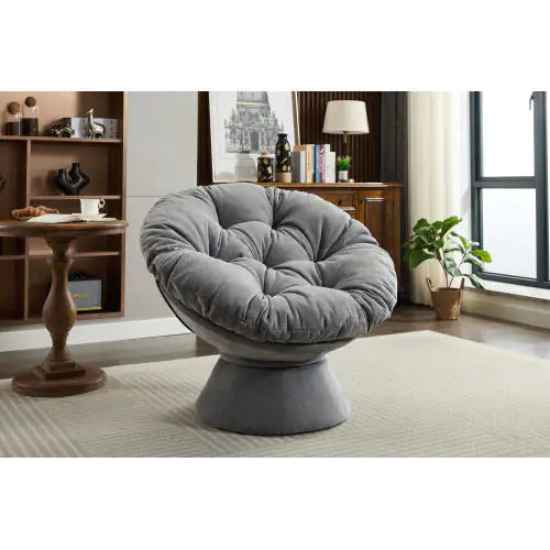 Dark Grey Oversized Swivel Accent Chair with 360 Swivel Feature (37.00 inches)