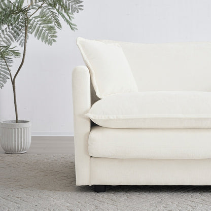 White Modern Fabric Double Sofa with 4 Pillows (Not Applicable inches)