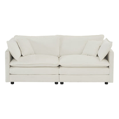 White Modern Fabric Double Sofa with 4 Pillows (Not Applicable inches)