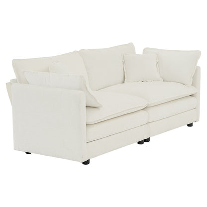 White Modern Fabric Double Sofa with 4 Pillows (Not Applicable inches)