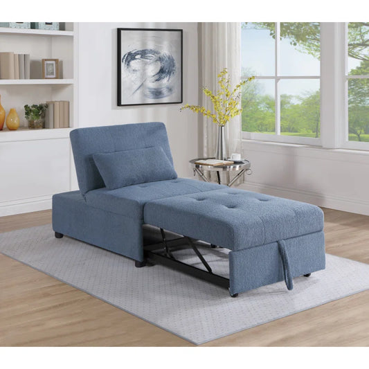 Blue Gray Contemporary Sleeper Sofa Chair with Plush Tufted Seat (32x44x34 inches)