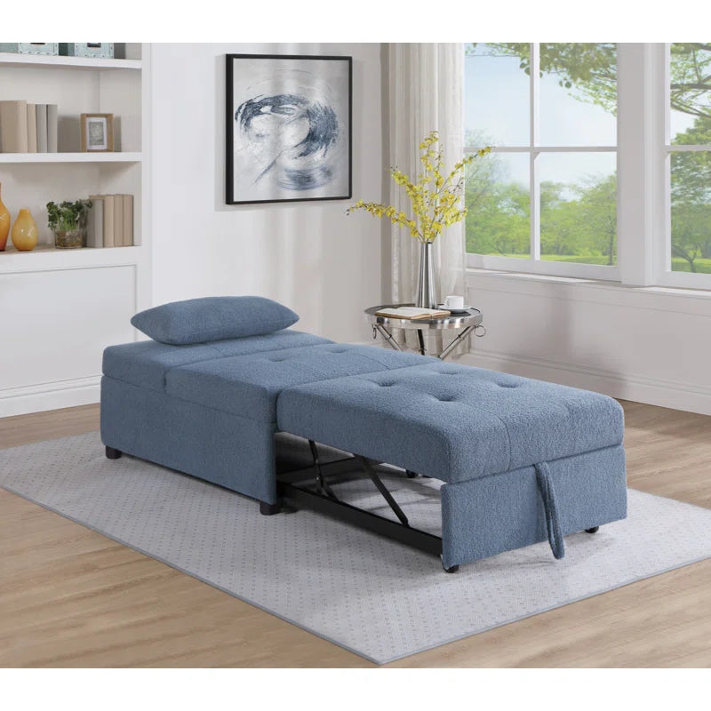 Blue Gray Contemporary Sleeper Sofa Chair with Plush Tufted Seat (32x44x34 inches)