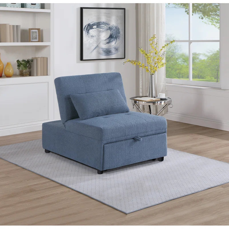 Blue Gray Contemporary Sleeper Sofa Chair with Plush Tufted Seat (32x44x34 inches)