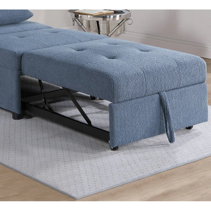 Blue Gray Contemporary Sleeper Sofa Chair with Plush Tufted Seat (32x44x34 inches)