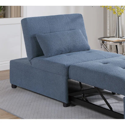 Blue Gray Contemporary Sleeper Sofa Chair with Plush Tufted Seat (32x44x34 inches)