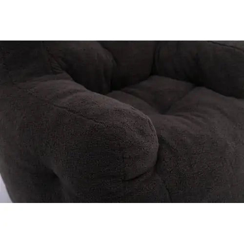 Dark Gray Soft Teddy Tufted Foam Bean Bag Chair with Memory Foam (39.37 inches)