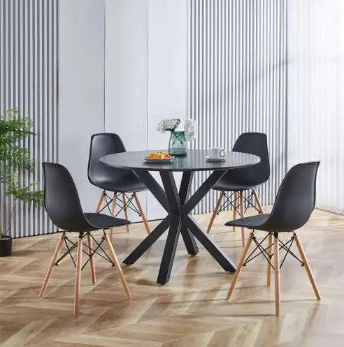 Matte Black Dining Table with Round MDF Table Top (42.12 inches)