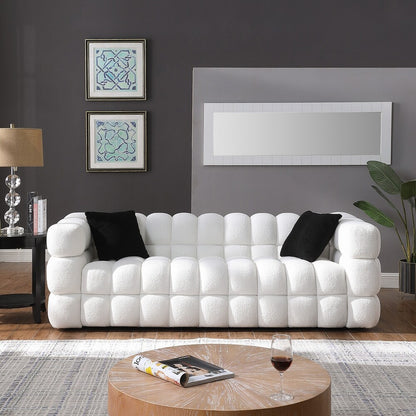 White Boucle Sofa with Human Body Structure (84.3 inches)