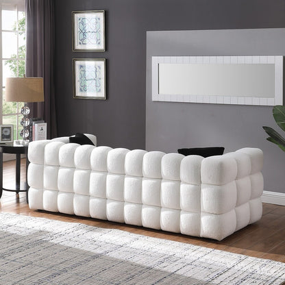 White Boucle Sofa with Human Body Structure (84.3 inches)