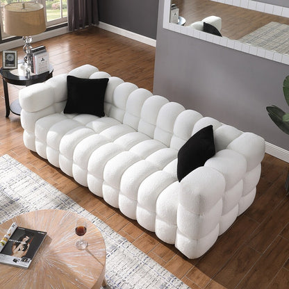 White Boucle Sofa with Human Body Structure (84.3 inches)