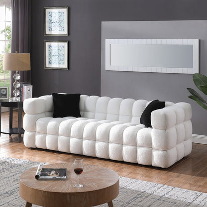 White Boucle Sofa with Human Body Structure (84.3 inches)