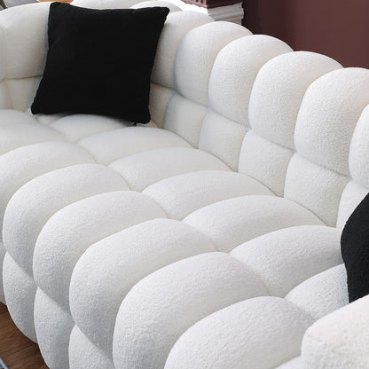 White Boucle Sofa with Human Body Structure (84.3 inches)