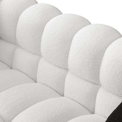 White Boucle Sofa with Human Body Structure (84.3 inches)