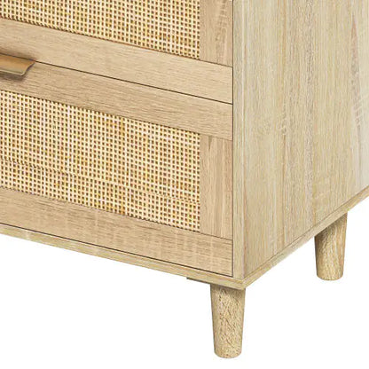 Natural Rattan Dresser with Metal Handle & Wood Legs (59.06 inches)