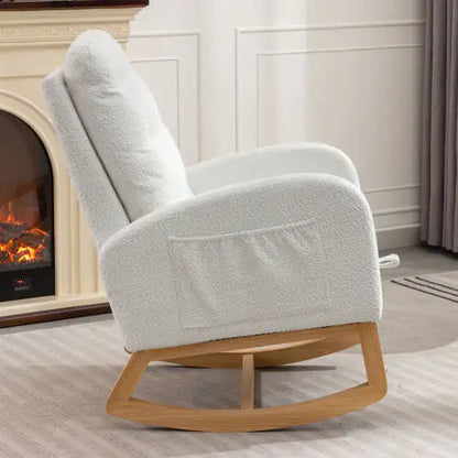 White Accent Rocking Chair with Footrest (26.77D X 38.36W X 39.76H inches)