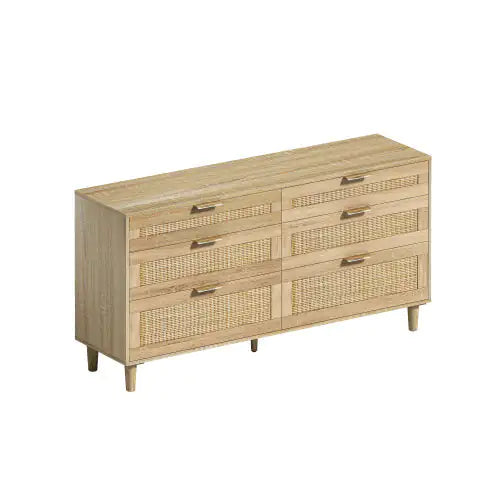 Natural Rattan Dresser with Metal Handle & Wood Legs (59.06 inches)