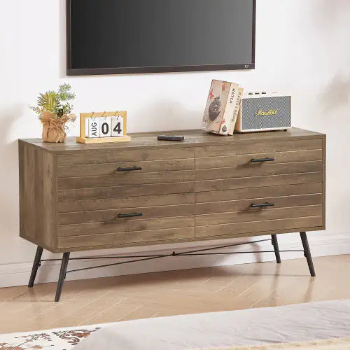 Walnut Brown Chest with 4 Drawers (47.2 inches)