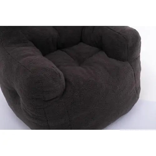 Dark Gray Soft Teddy Tufted Foam Bean Bag Chair with Memory Foam (39.37 inches)