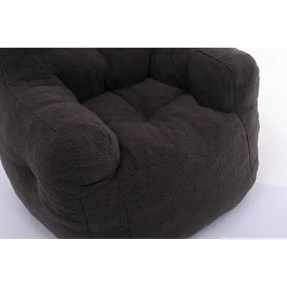 Dark Gray Soft Teddy Tufted Foam Bean Bag Chair with Memory Foam (39.37 inches)