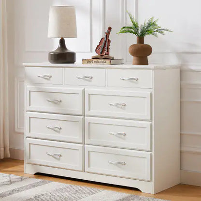 White Bedroom Dresser with Antique Handles (47.56 inches)