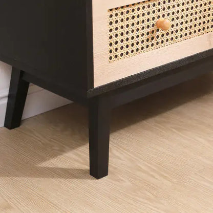 Natural+Black 3-Drawers Rattan Storage Cabinet with Drawers Included (31.5 inches)