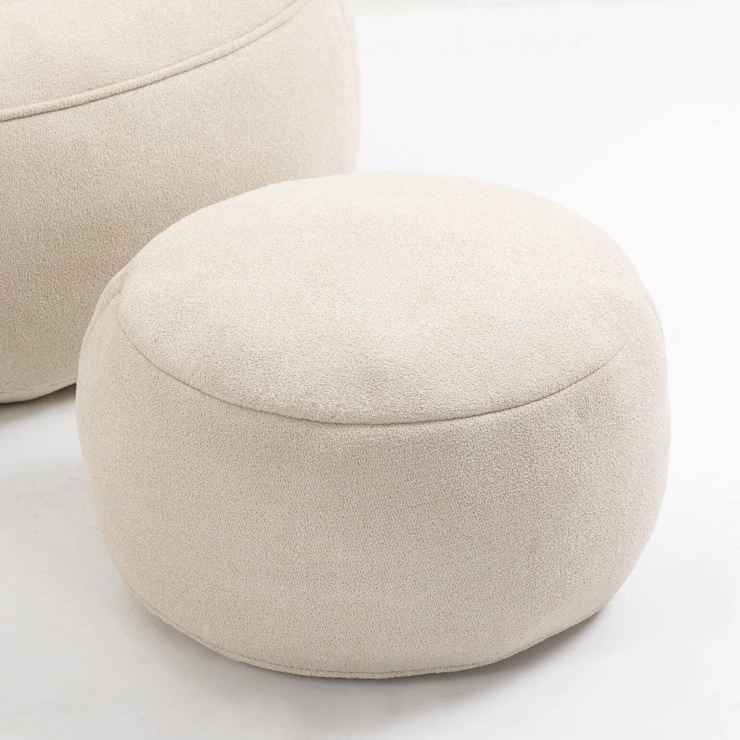 Beige Bedding Bean Bag Sofa Chair with Footrest (40.00 inches)