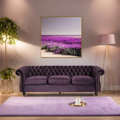 Purple 3-Seater Sofa with Velvet Upholstery (Luxury)