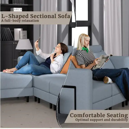 Light Gray Combination Sofa with Modular Design (78 inches)