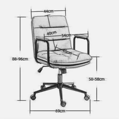 Brown Office Chair with Wheels and Arms (Medium)