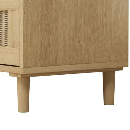 Oak 3 Drawers Rattan Locker with Medium Density Fiberboard (Set of 2)