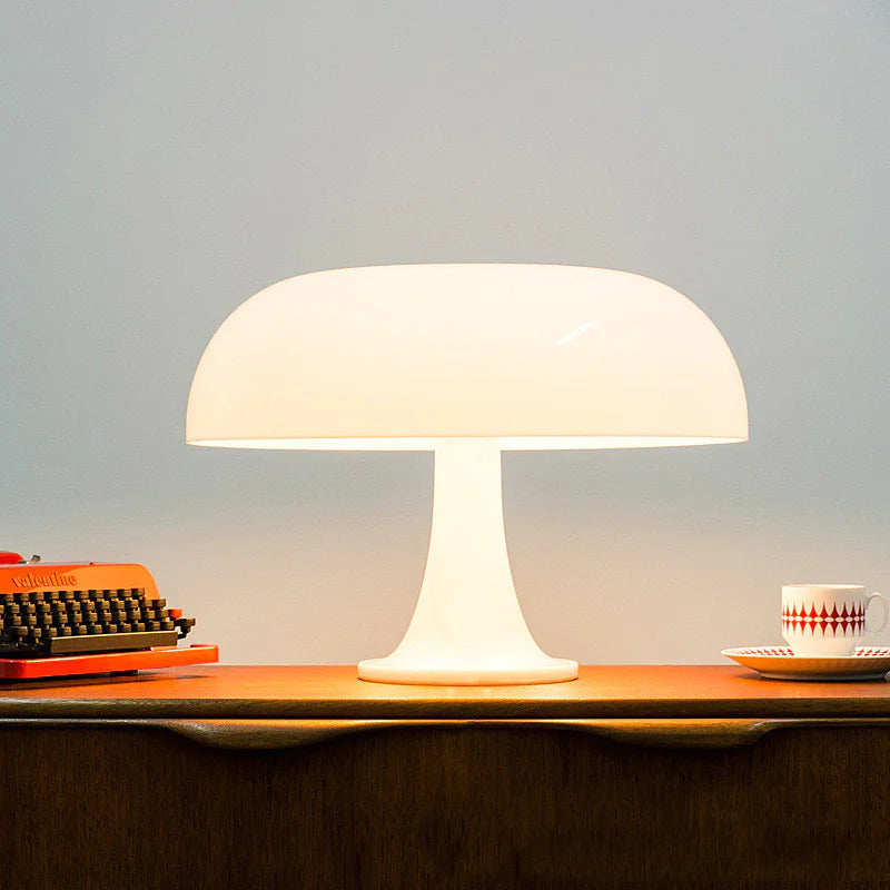 Orange Mushroom Table Lamp with USB Three-Color Stepless Dimming (Cream White)