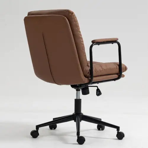 Brown Office Chair with Wheels and Arms (Medium)