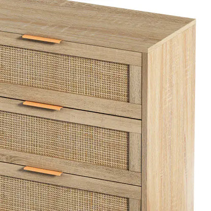 Natural 6-Drawers Rattan Storage Cabinet with Particle Board (51.18 inches)