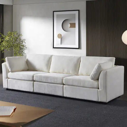 Grey Modular Sofa with Soft Chenille Fabric (3 Seat)