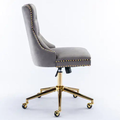 Grey Home Office Chair with Tufted Velvet Buttons