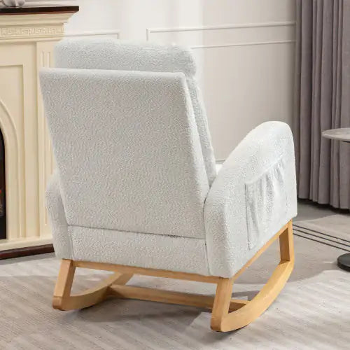 White Accent Rocking Chair with Footrest (26.77D X 38.36W X 39.76H inches)