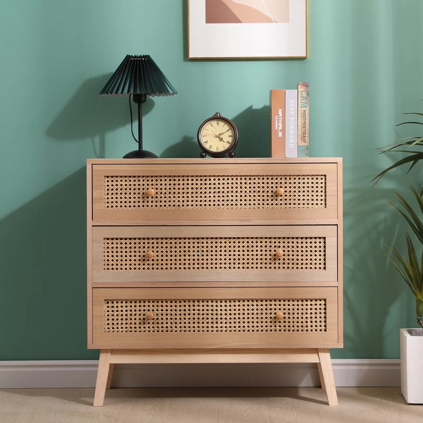 Natural 3-Drawers Rattan Storage Cabinet with Drawers Included (31.5 inches)