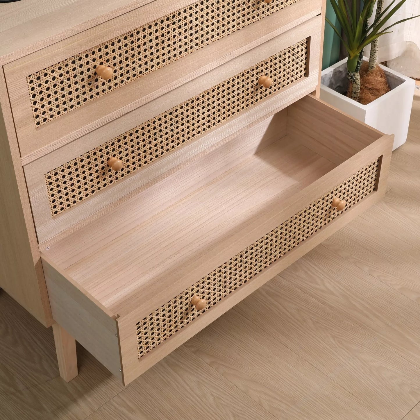 Natural 3-Drawers Rattan Storage Cabinet with Drawers Included (31.5 inches)