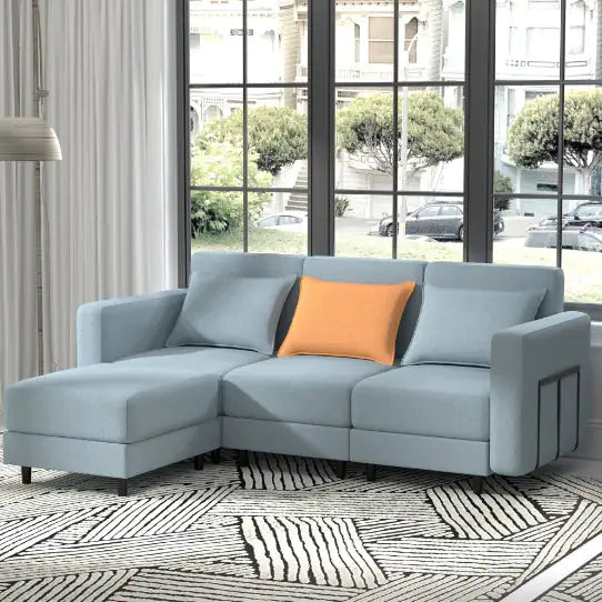 Light Gray Combination Sofa with Modular Design (49.46 inches)