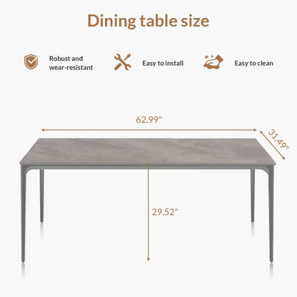 Grey Dining Table with Sintered Stone Top (63 inches)