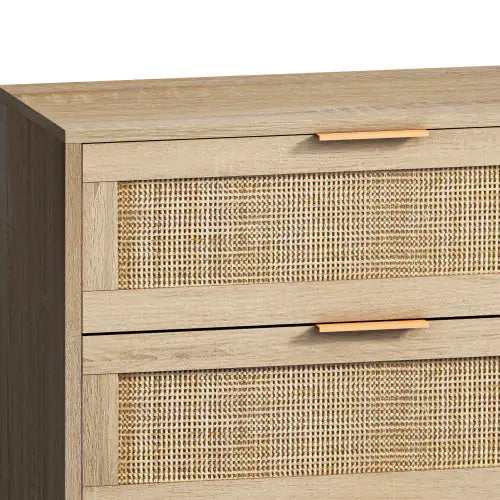 Natural 6-Drawers Rattan Storage Cabinet with Particle Board (51.18 inches)