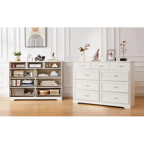 White Bedroom Dresser with Antique Handles (47.56 inches)