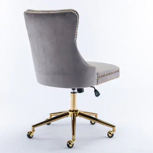 Grey Home Office Chair with Tufted Velvet Buttons